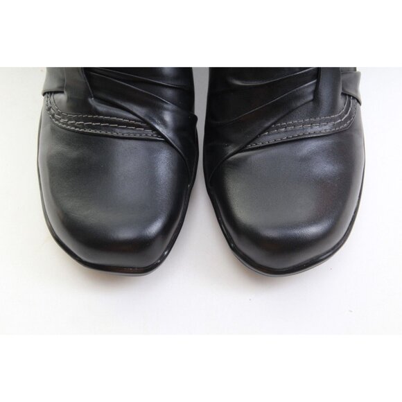 NWOB Clarks Bendables Slip On Slides Comfort Leather Black Mules Women's Sz 9 - Picture 4 of 13